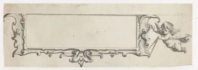 Cartouche met een vliegende putto