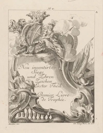 Cartouche met gekroond wapenschild