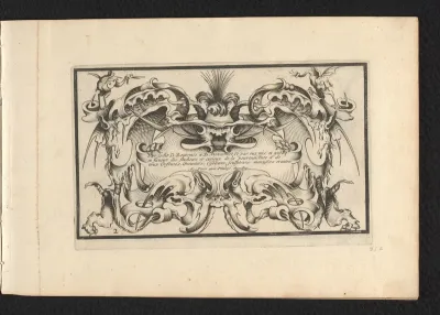 Cartouche met grotesken en opdracht