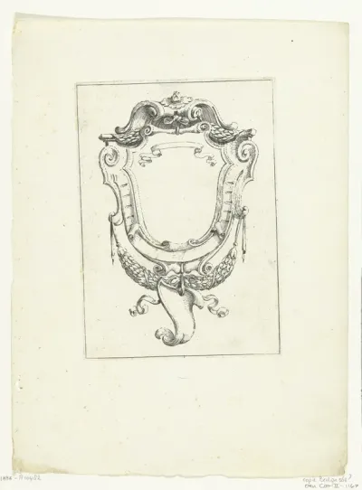Cartouche met guirlandes van bladeren