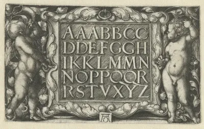 Cartouche met het alfabet