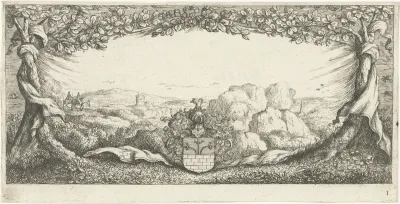 Cartouche met landschap