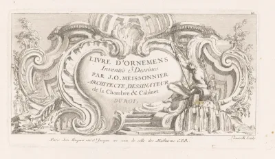 Cartouche met man en kruik