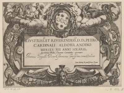 Cartouche met opdracht aan kardinaal Pietro Aldobrandini, Apollo en Diana