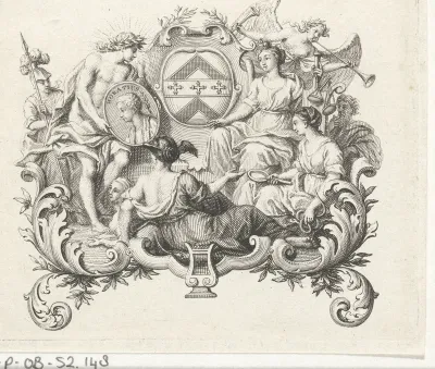 Cartouche met portretmedaillon van Horatius