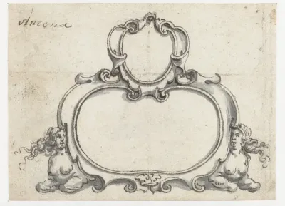 Cartouche met twee compartimenten en sfinxen
