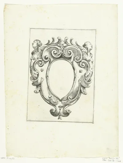 Cartouche met twee gevleugelde vrouwen