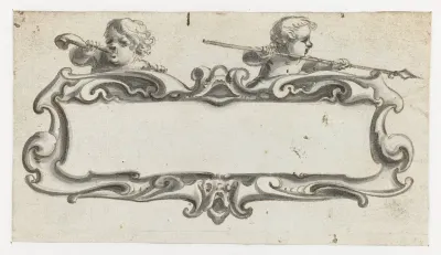 Cartouche met twee jongens