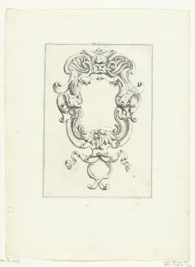 Cartouche met twee maskers