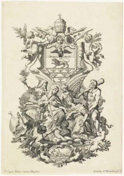 Cartouche met wapenschild van paus Innocentius XI