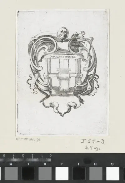 Cartouche met weefgetouw