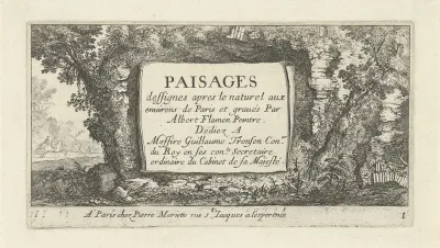 Cartouche op overgroeide ruïne
