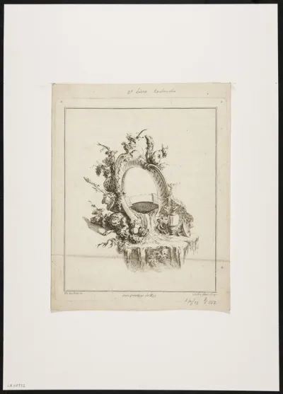 Cartouche surrounded by squirrel, panther and grapevines