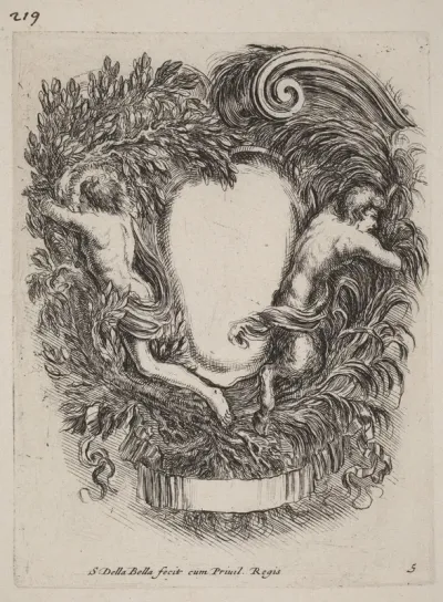 Cartouche with Apollo and Pan