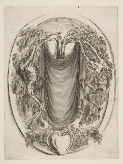 Cartouche with Skeletons