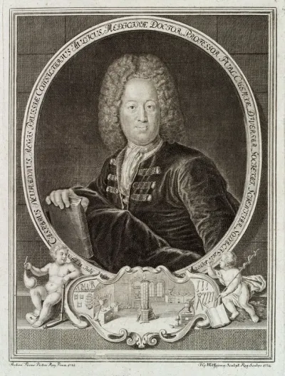 Caspar Neumann. Line engraving by J.G. Wolffgang, 1734, after A. Pesne
