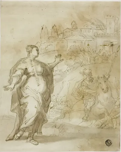 Cassandra Before the Burning City of Troy