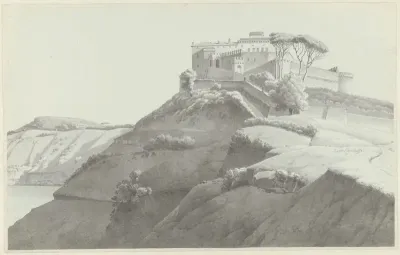 Castel Gandolfo met links het Meer van Albano