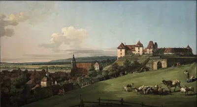 Castle Sonnenstein over Pirna from the Hausberg mountain
