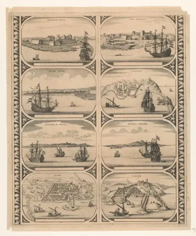 Castrvm Minae / Stadt Minae / Loanda S. Pauli / Alger / Arx Nassovii / Canarien / Insvla S. Thomae / Tanger
