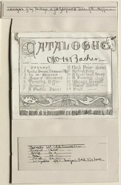 Catalogue of My Paintings at J. W. Sargents, Cleveland, December 17th, 1877