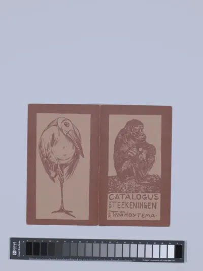 Catalogusomslag met aap en vogel