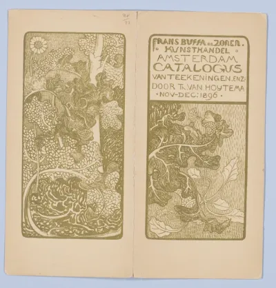 Catalogusomslag met bladeren en bloemen