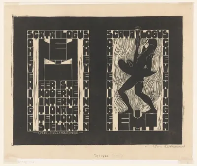 Catalogusomslag voor de Eerste Moderne Internationale Tentoonstelling (EMIT) te Scheveningen