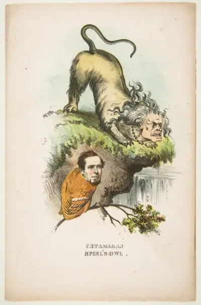 Catamaran and Speel's Owl (Charlotte Chushman and Joseph A. Speel), from "The Comic Natural History of the Human Race"