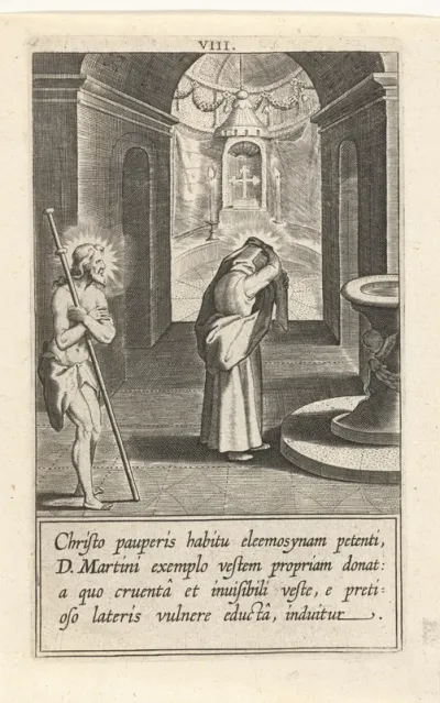 Catharina deelt haar mantel met Christus