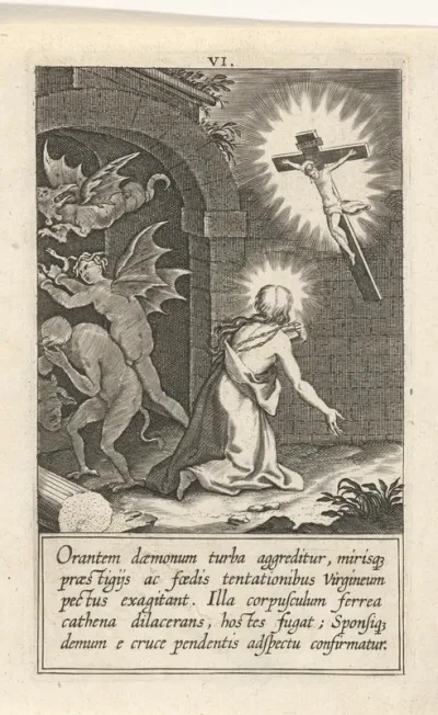 Catharina heeft een visioen van een crucifix
