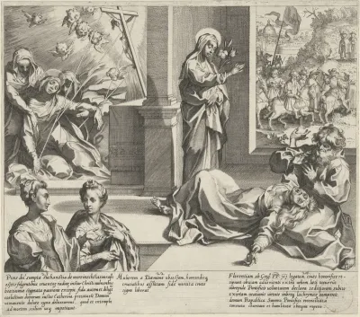Catharina ontvangt de stigmata van Christus / Catharina verlost een bezetene van haar demonen / Paus Gregorius XI keert terug naar Italië