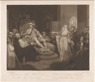 Catharina van Aragon pleitend voor Hendrik VIII, koning van Engeland