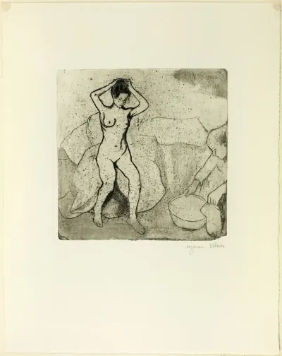 Catherine Prepares the Bath and Louise, Nude, Fixes her Hair