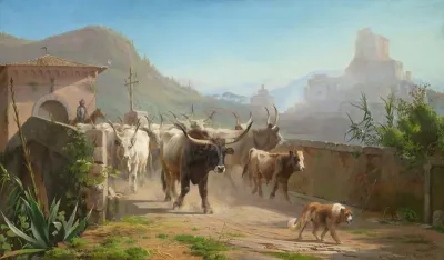 Cattle drive in Italy