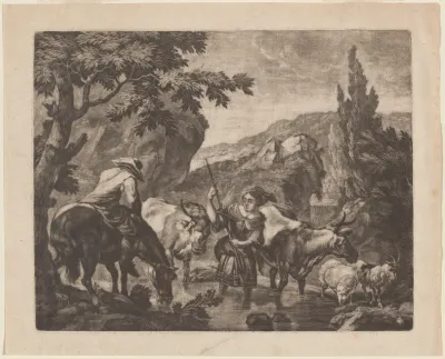 Cattle Fording a Stream