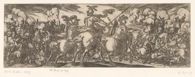 Cavalerie aanval tegen een leger met olifanten