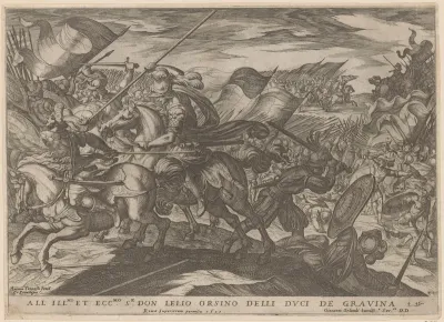 Cavalerie en infanterie gevecht