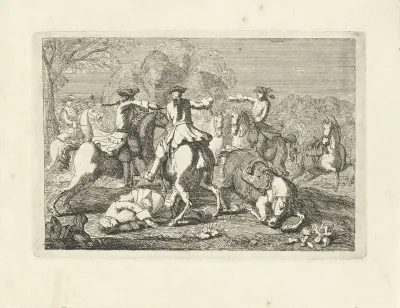 Cavaleriegevecht met drie ruiters