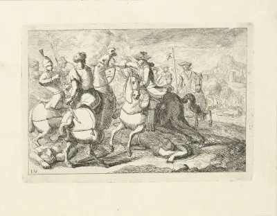 Cavaleriegevecht met Oosterse ruiters met pijl en boog