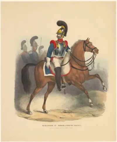 Cavaleriesoldaat met borstharnas te paard