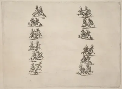 Cavaliers Fighting in Two Columns