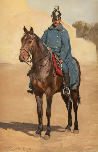 Cavalryman in a blue coat.