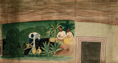 Cave paintings; two Indo-African men resting