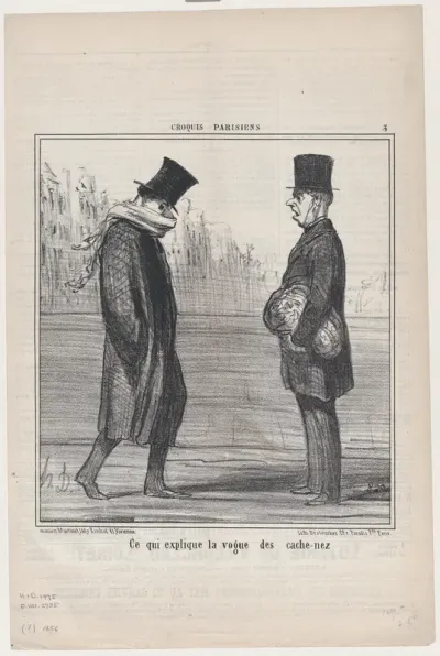 Ce qui explique la voue des cache-nez, from "Croquis Parisiens"