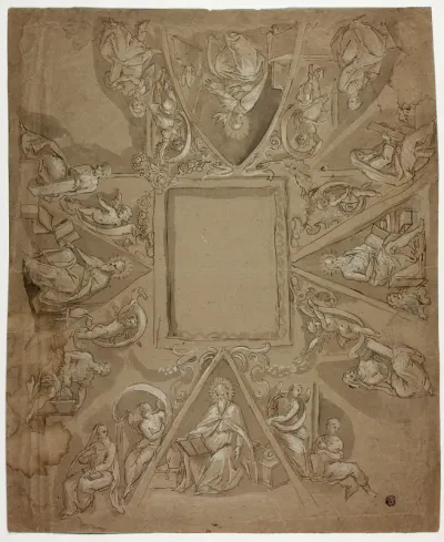 Ceiling Decoration with Four Fathers of the Church, Sibyls and Prophets