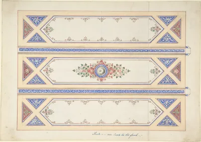Ceiling Design with Three Panels Divided by Beams