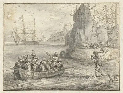 Celadon Begging Pirates to Take him along with his Abducted Wife, Galatea