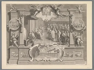 Ceremonie van het openen van de heilige deur in het jubeljaar 1700 door de kardinaal van Bouillon