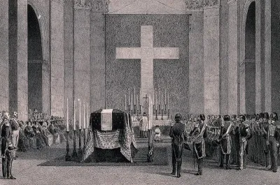 Ceremony around the coffin containing the remains of Napoleon Bonaparte in the Chapel of St
